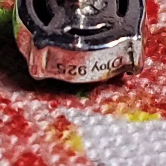 Blue Diamond Platinum/Sterling Silver Stud Earrings - Picture 5 of 7